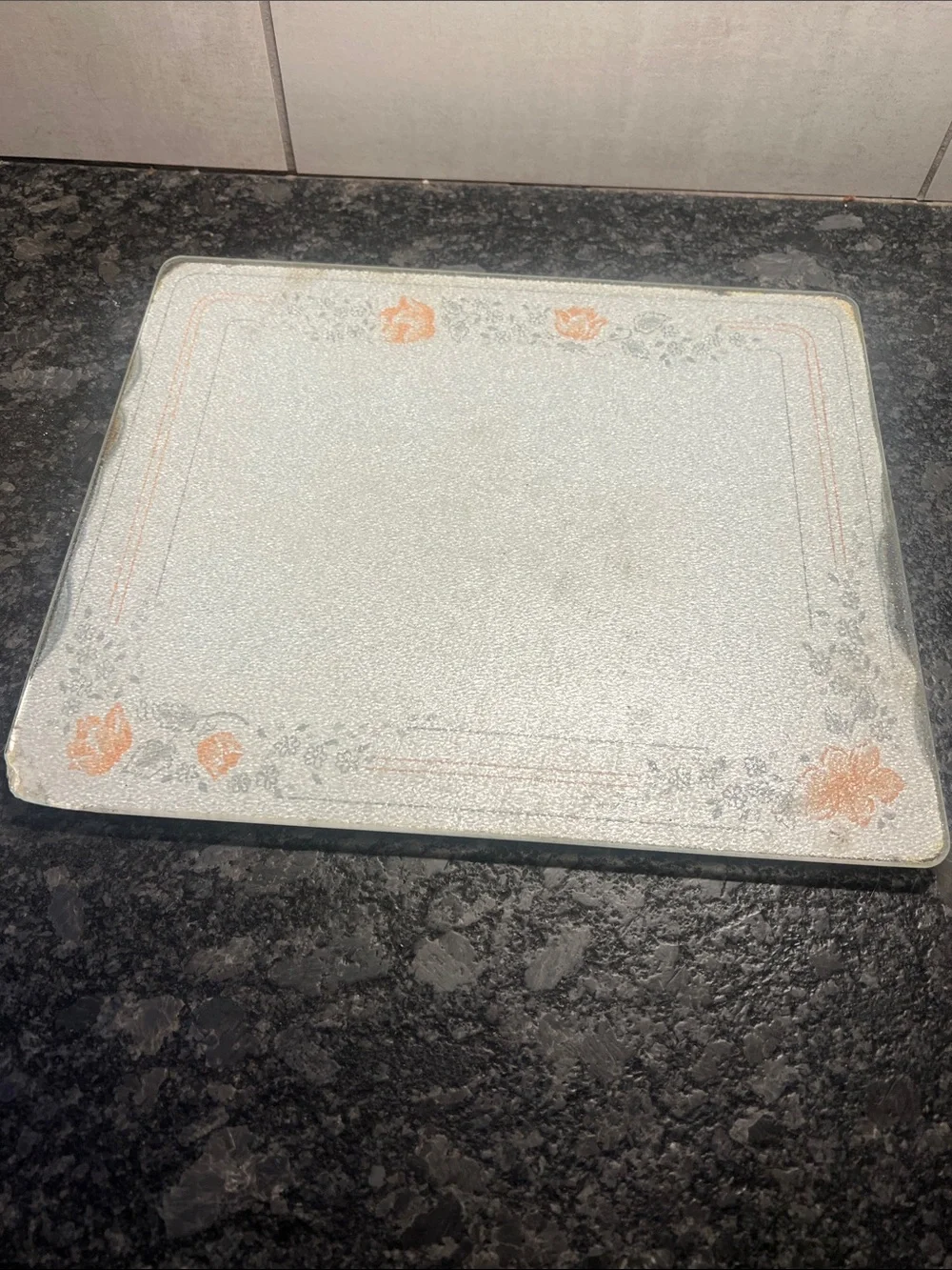 Vintage Corelle Counter Saver in Peach Floral. 11-3/4x10. Fair condition